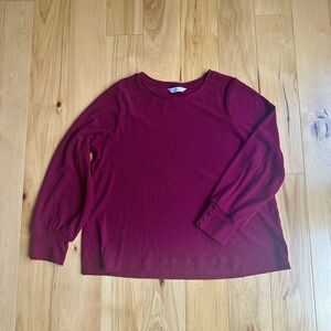 Lauren Conrad | Berry Pink Ribbed Long Sleeve Top - XXL